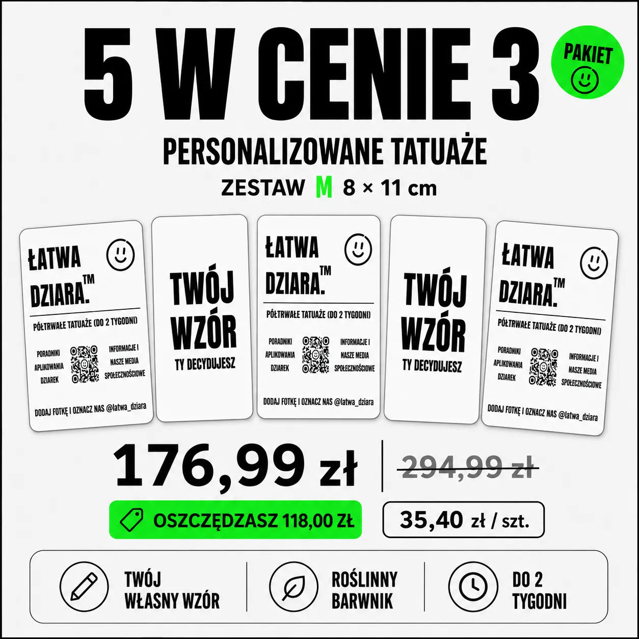 Tatuaż na zamówienie M - Twój wzór