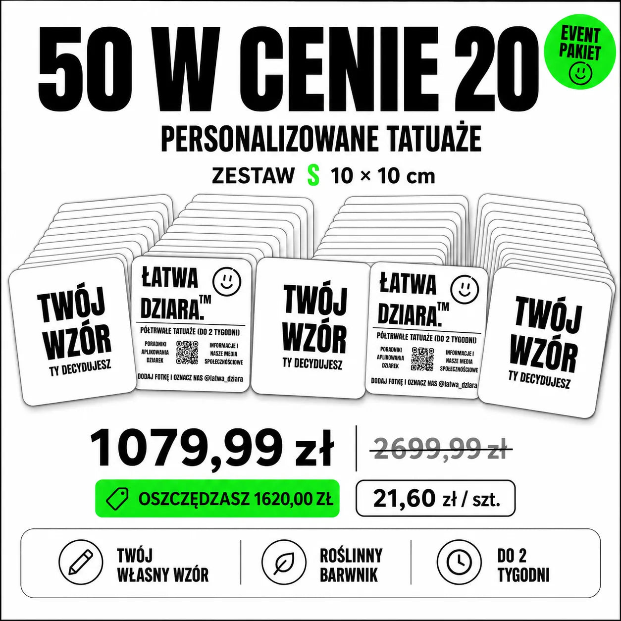 Tatuaż na zamówienie S - Twój wzór