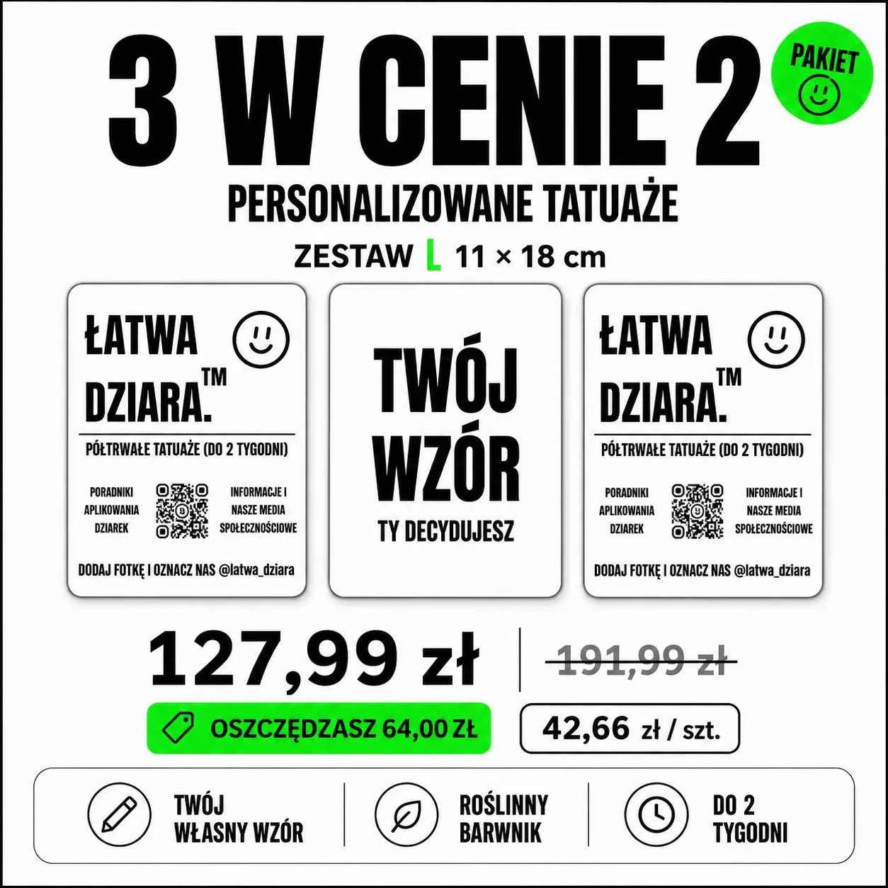 Tatuaż na zamówienie L - Twój wzór