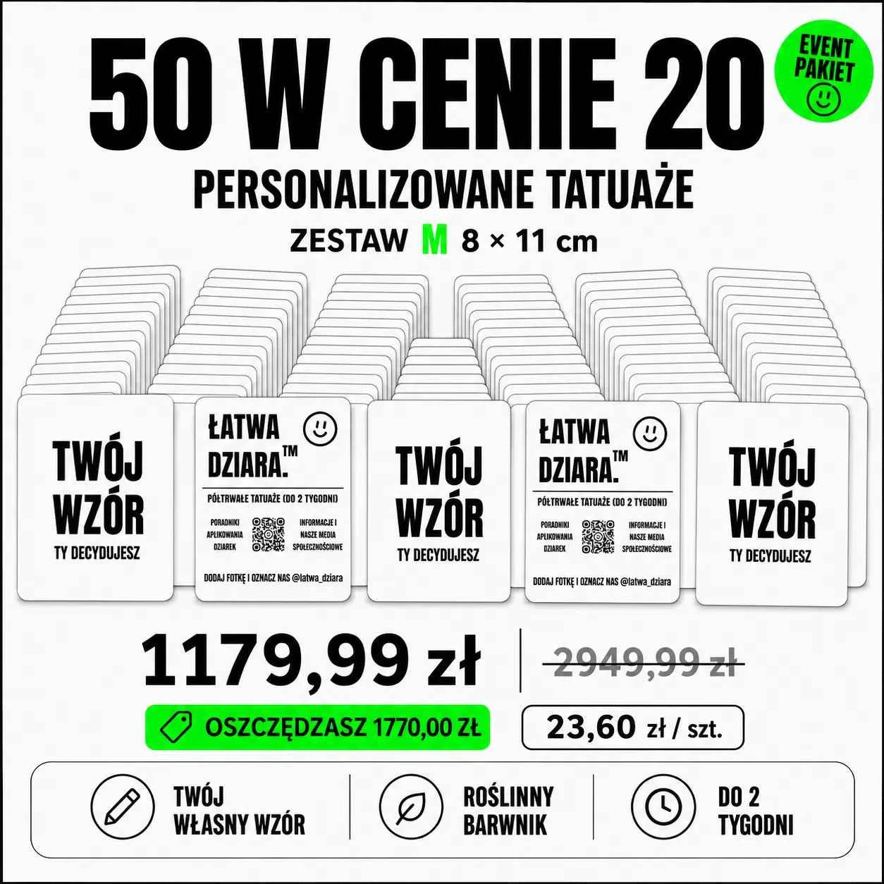 Tatuaż na zamówienie M - Twój wzór