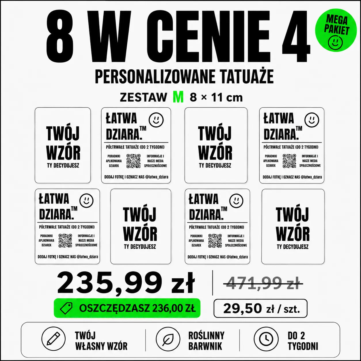 Tatuaż na zamówienie M - Twój wzór
