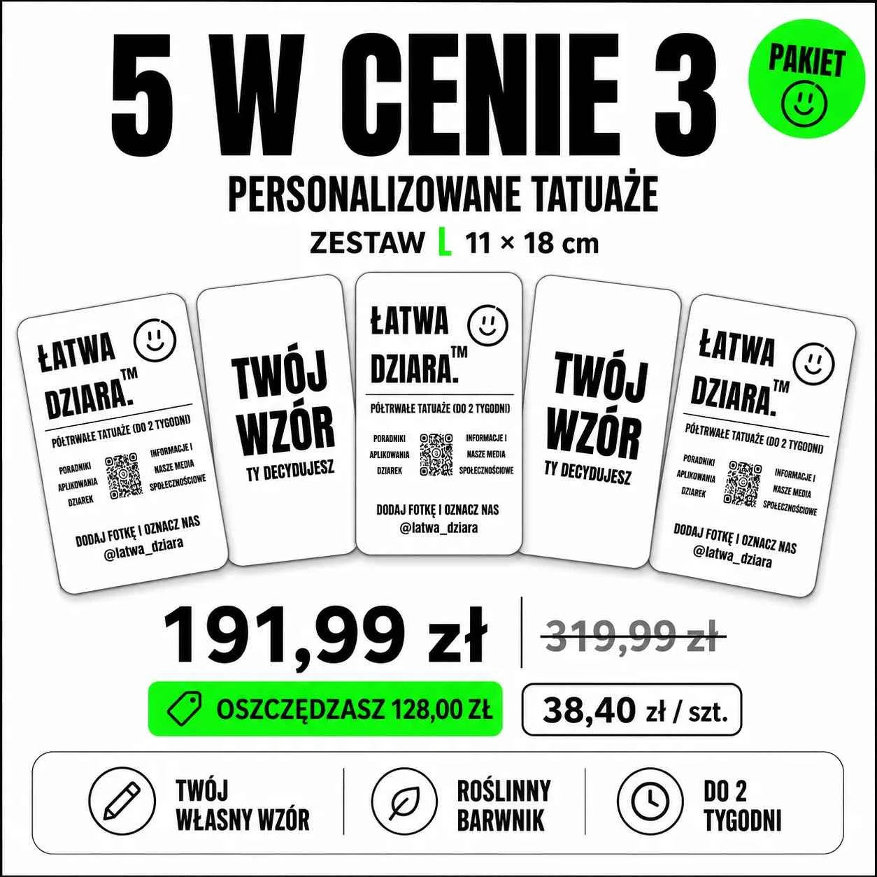 Tatuaż na zamówienie L - Twój wzór
