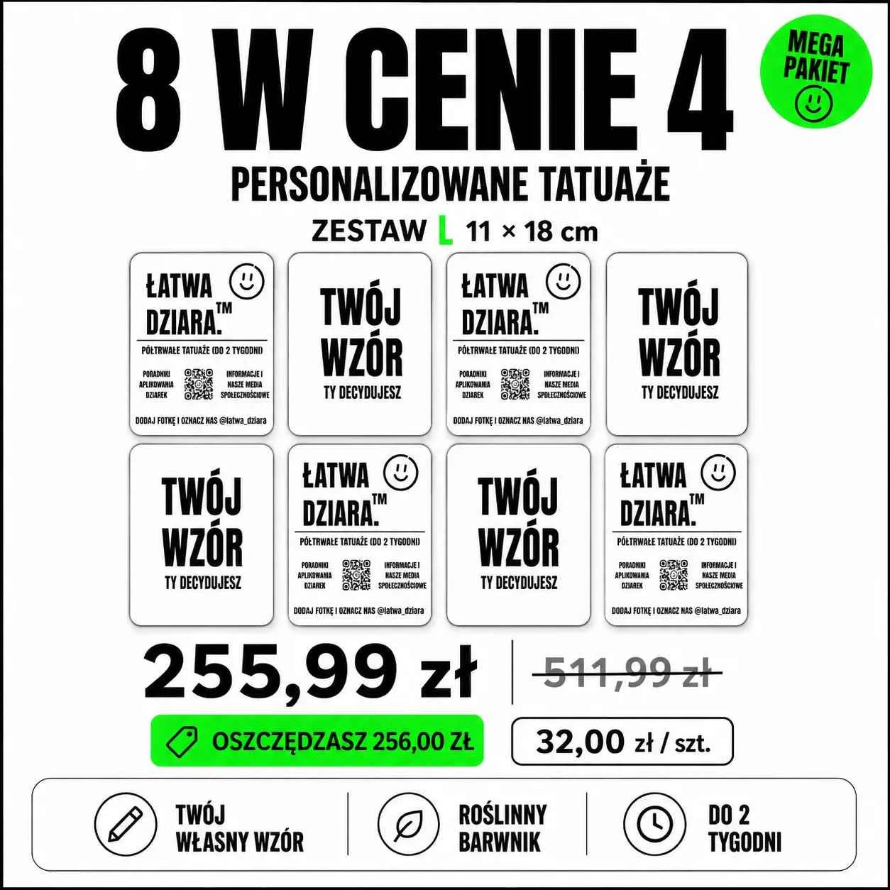 Tatuaż na zamówienie L - Twój wzór