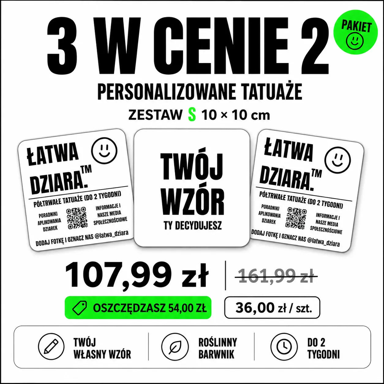 Tatuaż na zamówienie S - Twój wzór