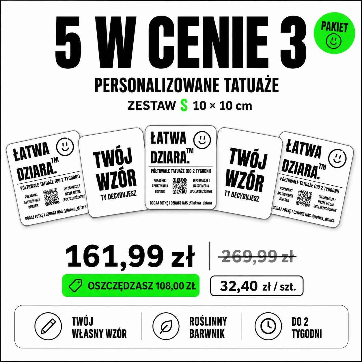 Tatuaż na zamówienie S - Twój wzór