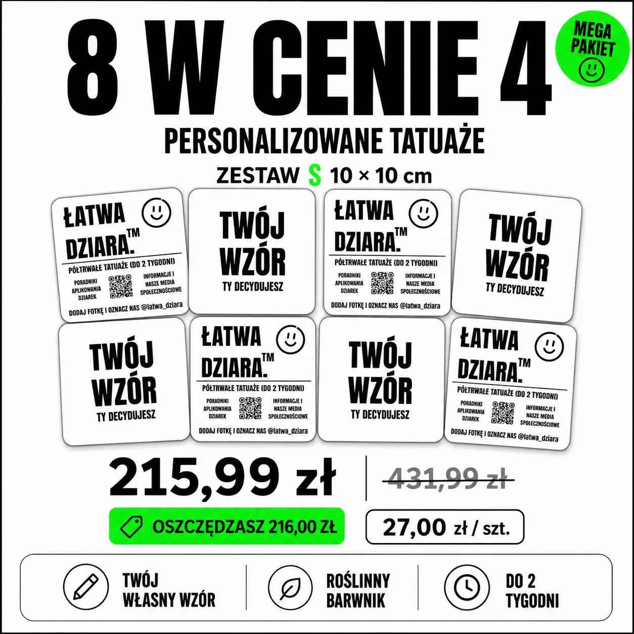 Tatuaż na zamówienie S - Twój wzór