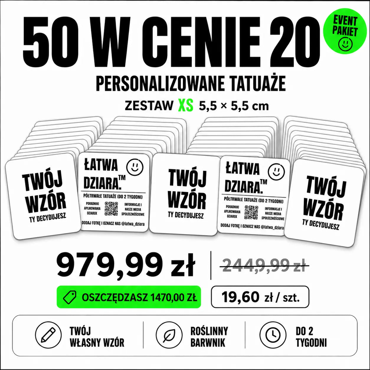 Tatuaż na zamówienie XS - Twój wzór