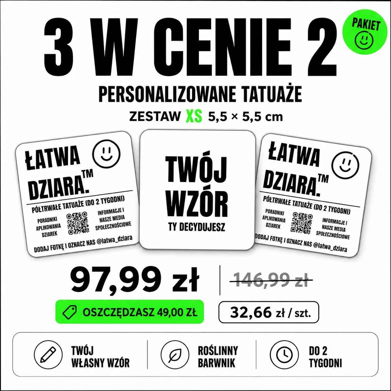 Tatuaż na zamówienie XS - Twój wzór