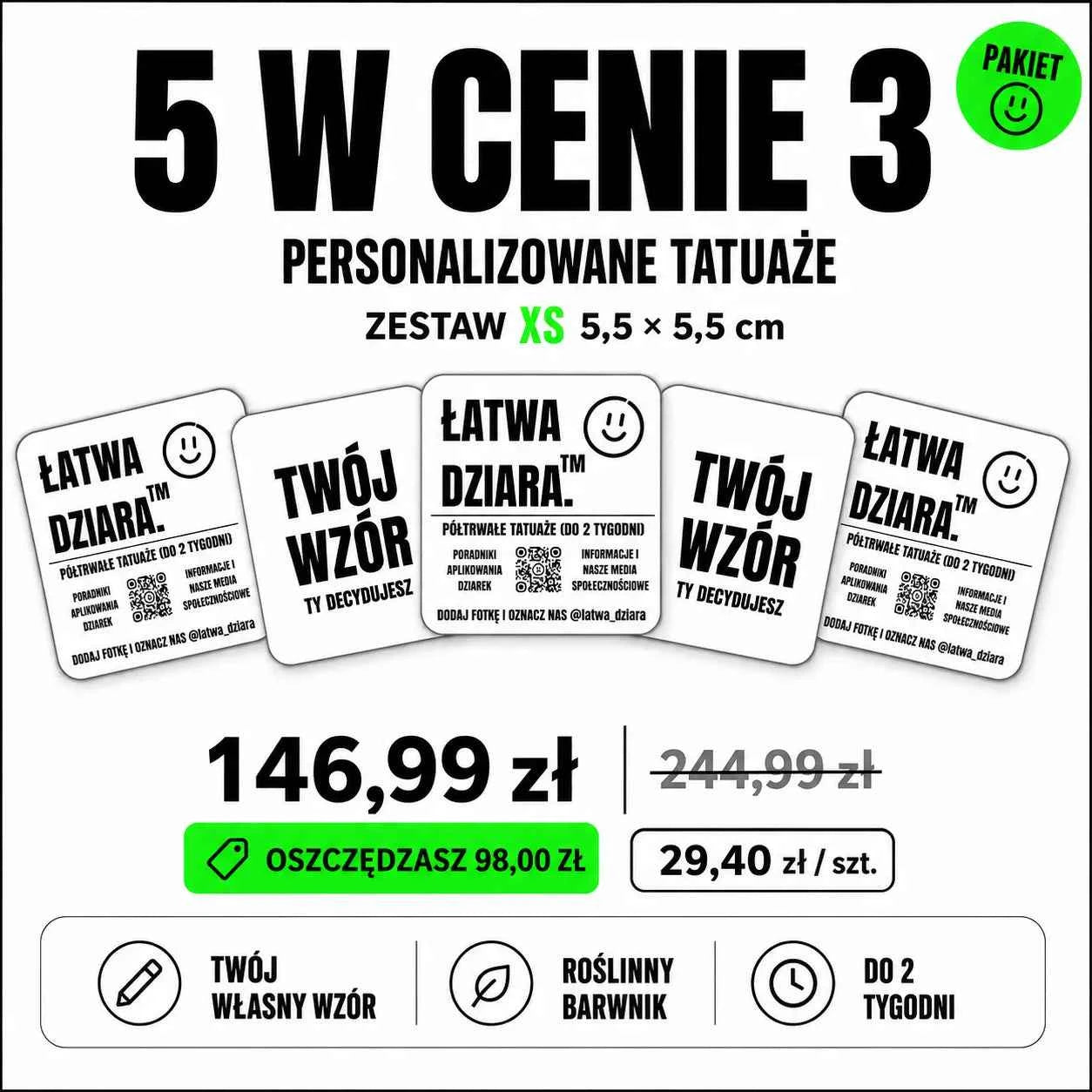 Tatuaż na zamówienie XS - Twój wzór