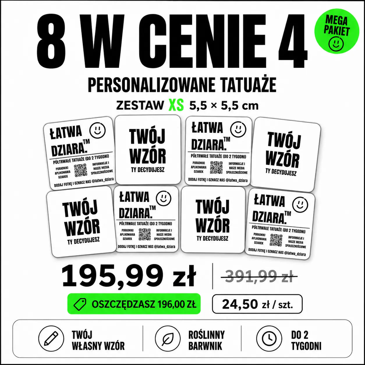 Tatuaż na zamówienie XS - Twój wzór